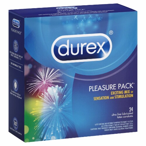 Durex Pleasure Pack Assorted Premium Lubricated Latex Condoms Perspective: right