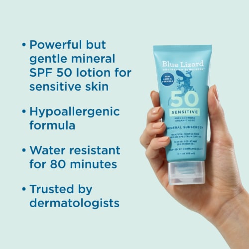 Blue Lizard Sensitive Sunscreen Tube - SPF 50 - 3 fl oz Perspective: right