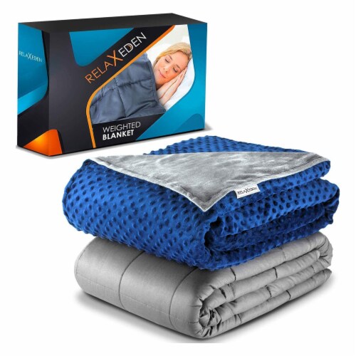 RELAX EDEN Adult Cotton Weighted Blanket w Navy Cover 60 x 80 In