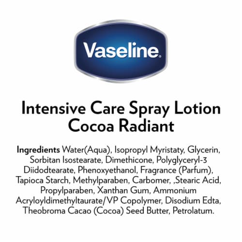 Vaseline Intensive Care Spray Moisturizer Cocoa Radiant For Dry Skin Made w/ 100% Pure Cocoa Butter Perspective: right