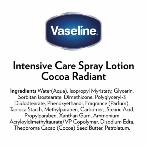 Vaseline Intensive Care Spray Moisturizer Cocoa Radiant For Dry Skin Made w/ 100% Pure Cocoa Butter Perspective: right