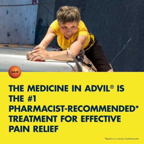 Advil Film Coated Tablets Pain Reliever and Fever Reducer, Ibuprofen 200mg Perspective: right