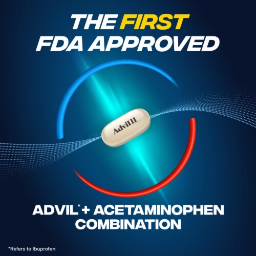 Advil Dual Action Coated Caplets with Acetaminophen Perspective: right