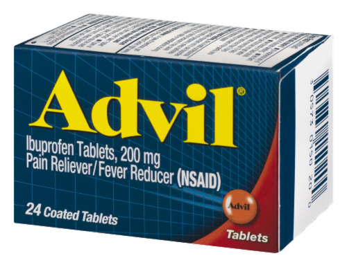 Advil 200 mg Ibuprofen Coated Tablets Perspective: right