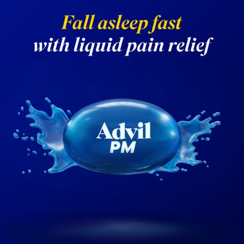 Advil® PM Liqui-Gels® Pain Reliever/Nighttime Sleep Aid Liquid Filled Capsules Perspective: right