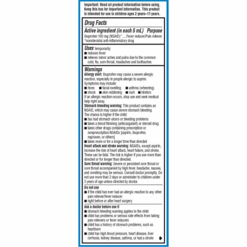 Advil Children's Fever White Grape Flavored Ibuprofen Liquid Medicine 100mg Perspective: right