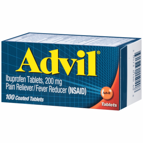 Advil 200 mg Ibuprofen Coated Tablets Perspective: right