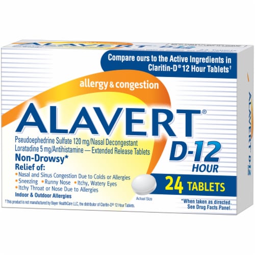 Alavert D-12 Hour Allergy & Sinus Relief Tablets Perspective: right