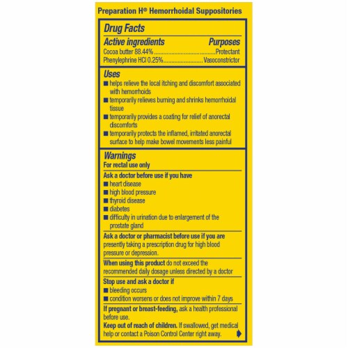 Preparation H Hemorrhoidal Suppositories Perspective: right