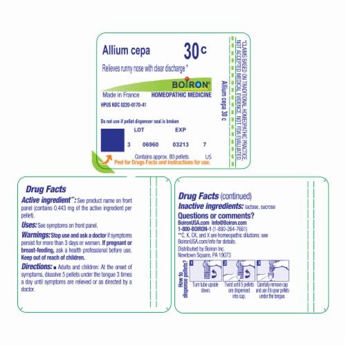 Boiron® Allium Cepa 30c Nasal Discharge Pellets Perspective: right