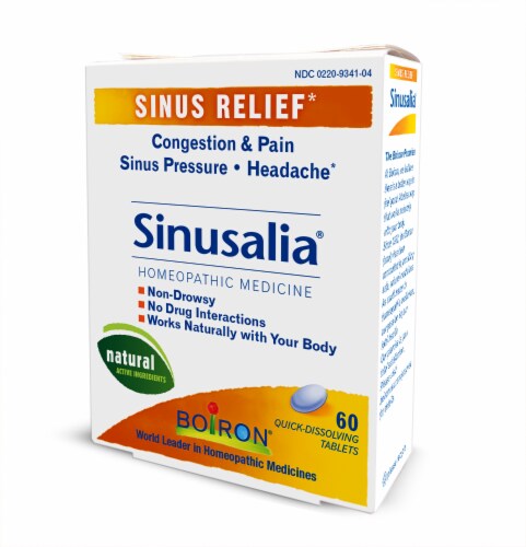 Boiron Homeopathic Sinusalia® Congestion & Pain Sinus Relief Tablets Perspective: right