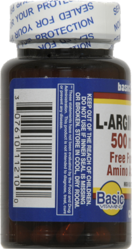 Basic L-Arginine Capsules 500mg Perspective: right