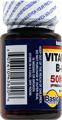 Basic Vitamin B-6 Tablets 50mg Perspective: right