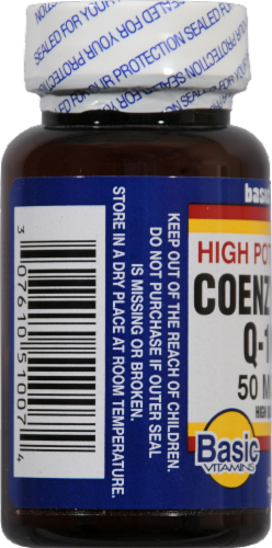 Basic High Potency Coenzyme Q-10 Softgels 50mg Perspective: right