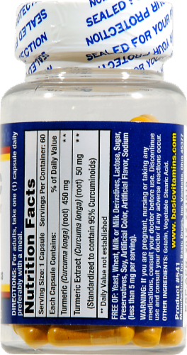 Basic Turmeric Capsules 450mg Perspective: right