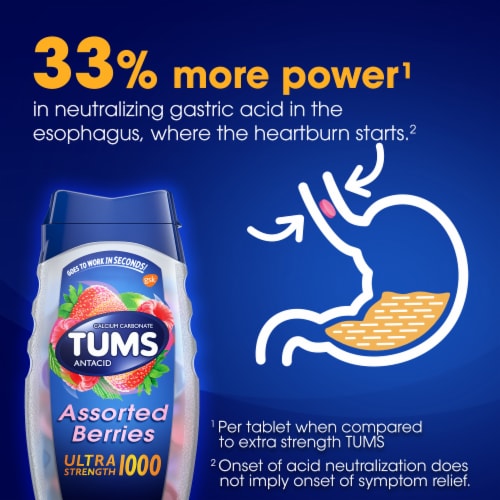 TUMS Ultra Strength Assorted Berries Chewable Antacid Tablets Perspective: right