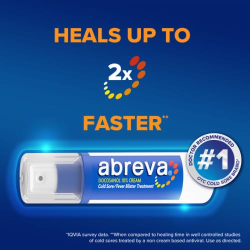 Abreva Docosanol Cold Sore Treatment Fever Blister and Cold Sore Cream Perspective: right