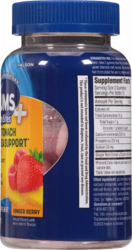 Tums+ Ginger Berry Gummy Bites Upset Stomach & Nausea Support Perspective: right