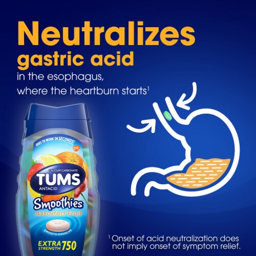 TUMS Smoothies Assorted Fruit Chewable Antacid Tablets Perspective: right