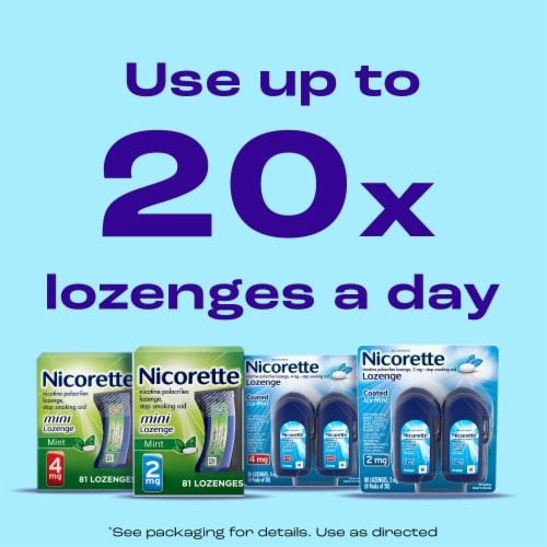 Nicorette Mini Nicotine Lozenges 4 mg Mint Flavor Perspective: right