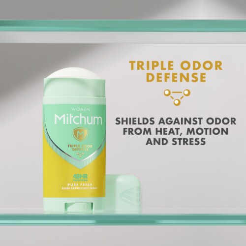Mitchum Women Triple Odor Defense Pure Fresh Scent Invisible Solid Antiperspirant Deodorant Perspective: right