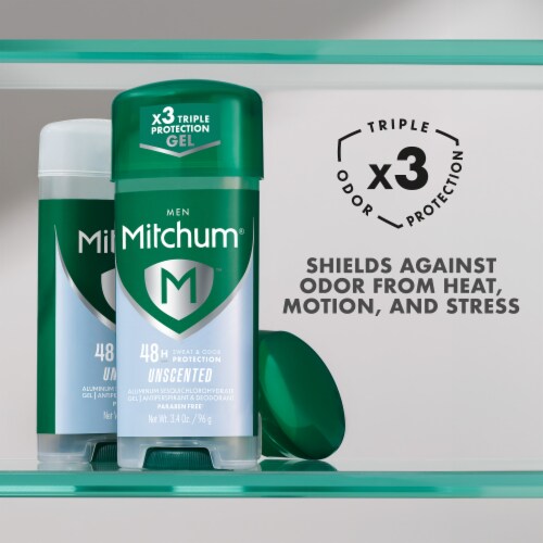 Mitchum Men Triple Odor Defense Unscented Gel Antiperspirant Deodorant 2-Pack Perspective: right