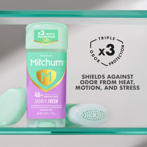 Mitchum Triple Odor Defense Women Gel Deodorant Shower Fresh 2-Pack Perspective: right