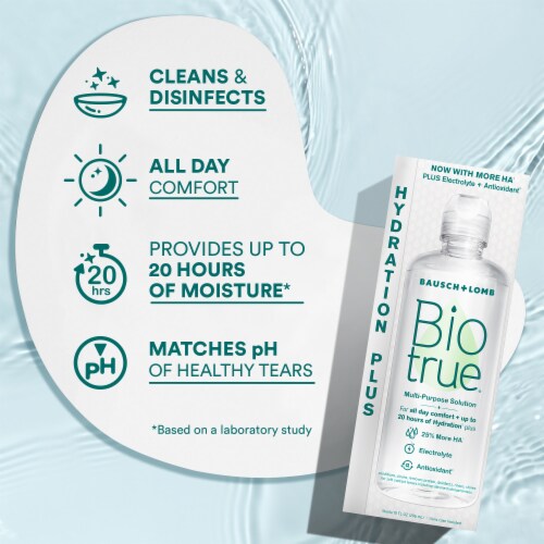 Biotrue Hydration Plus Contact Lens Solution Multi-Purpose Soft Lens Cleaner Perspective: right