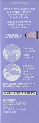 Bausch + Lomb Lumify® Preservative Free Redness Reliever Eye Drop Vials Perspective: right
