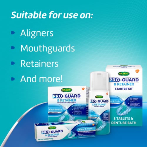 Polident ProGuard & Retainer Mouth Guard Cleaner and Retainer Cleaner Tablets Perspective: right