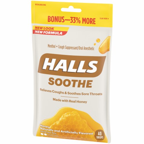 HALLS Soothe Honey Flavored Cough Suppressant Drops Perspective: right