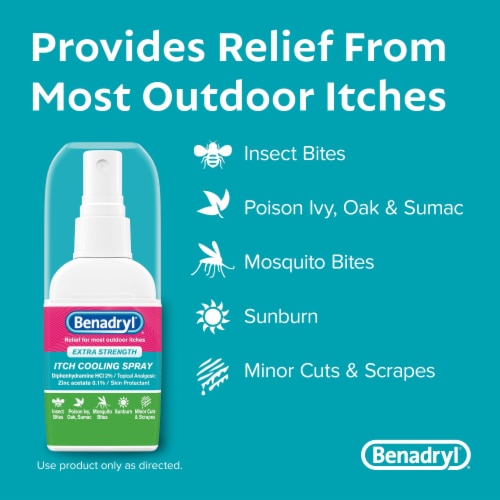 Benadryl Extra Strength Anti-Itch Cooling Spray, Travel Size Perspective: right