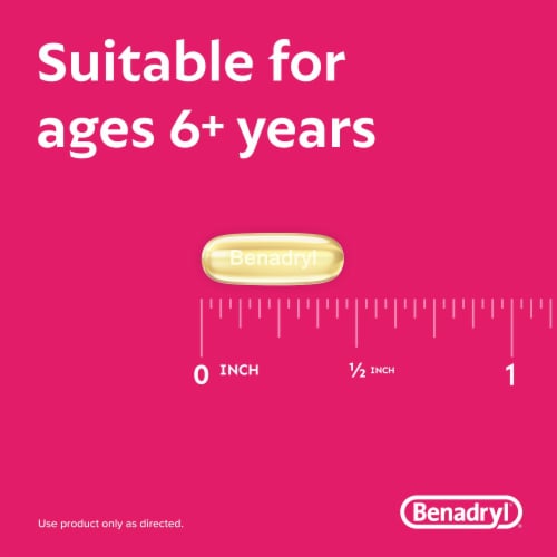 Benadryl Allergy & Cold Relief Dye Free Liqui-Gels Diphenhydramine HCl Perspective: right