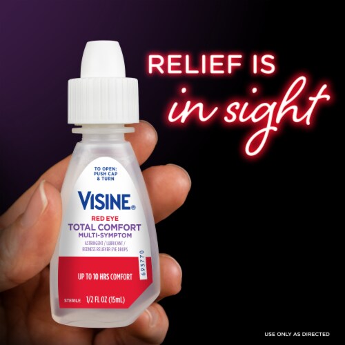 Visine Red Eye Total Comfort Multi-Symptom Astringent Lubricant And Redness Reliever Eye Drops Perspective: right