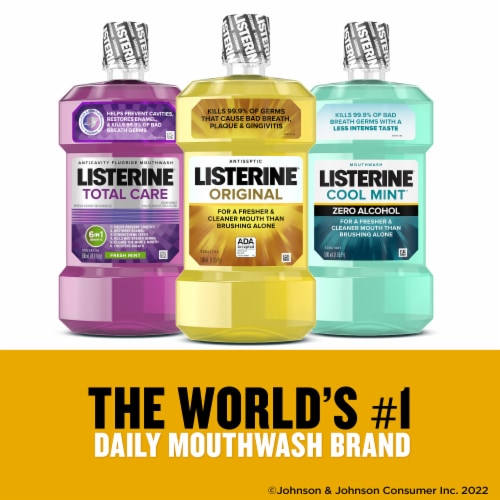 Listerine Antiseptic Mouthwash Original Daily Oral Rinse Kills 99% of Germs that Cause Bad Breath Perspective: right