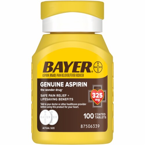 Bayer® Genuine Aspirin Pain Reliever/Fever Reducer Coated Tablets Perspective: right