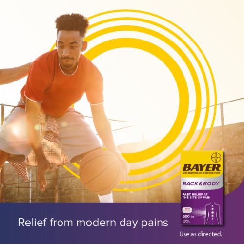 Bayer® Back & Body Pain Reliever Aspirin Caffeine Coated Caplets Perspective: right