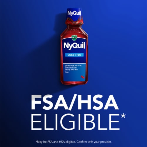 Vicks NyQuil Cold and Flu Medicine Acetaminophen Cherry Liquid Perspective: right