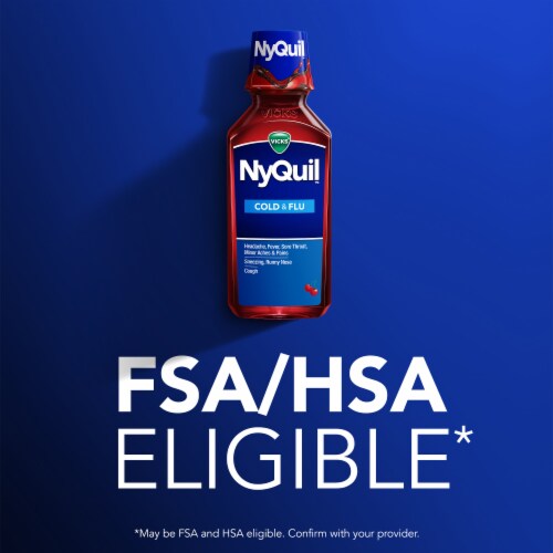Vicks NyQuil Cold and Flu Medicine Acetaminophen Cherry Liquid Perspective: right
