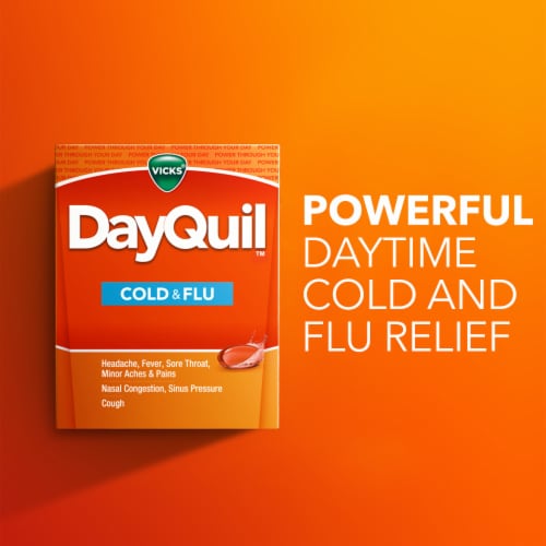 Vicks DayQuil Cold & Flu Medicine Acetaminophen Liquicaps Perspective: right