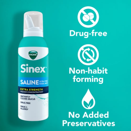 Vicks Sinex Extra-Strength Nasal Congestion Relief Saline Ultra Fine Nasal Mist Perspective: right