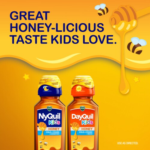 VICKS DayQuil & NyQuil Kids Honey Cold & Cough + Congestion Liquid Combo Pack Perspective: right