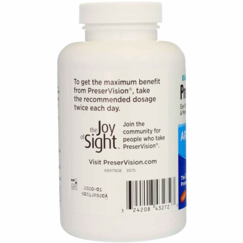Bausch & Lomb PreserVision AREDS Eye Vitamin & Mineral Supplement Tablets Perspective: right