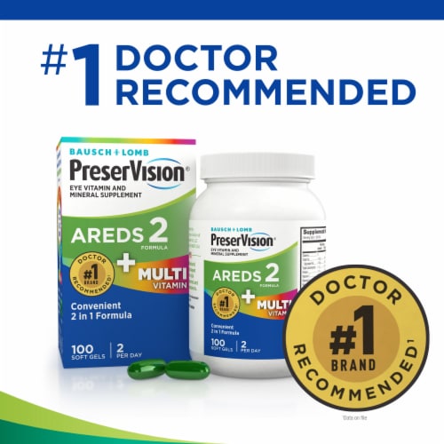 PreserVision® Areds 2 + Multi Vitamin Eye Vitamin & Mineral Supplement Soft Gels Perspective: right