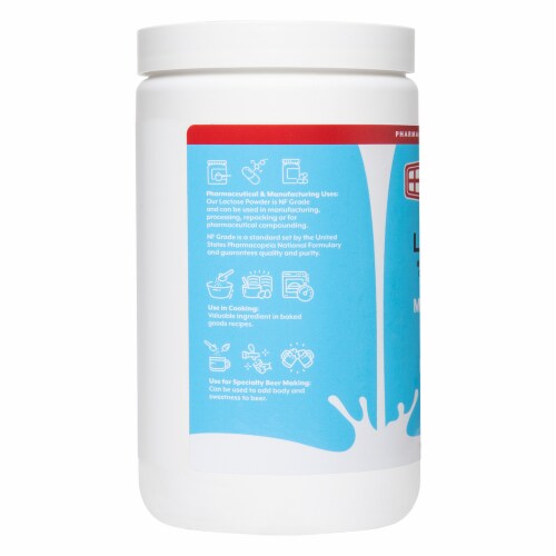 De La Cruz® Pure Lactose Monohydrate Powder NF Grade, 24 oz Perspective: right