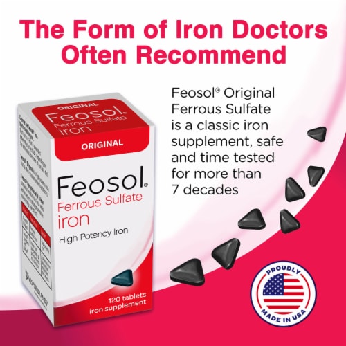 Feosol Ferrous Sulfate Iron Tablets Perspective: right
