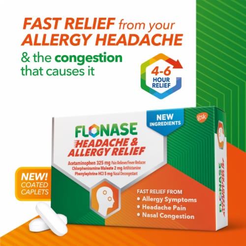 Flonase Headache and Allergy Relief Caplets Perspective: right