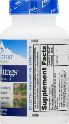 Ridgecrest Herbals ClearLungs Extra Strength Vegan Capsules Perspective: right