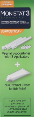 Monistat® 3 Combination Pack 3-Day Treatment Combo Suppositories and Cream Perspective: right