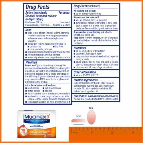 Mucinex D Expectorant & Nasal Decongestant 600mg Tablets Perspective: right